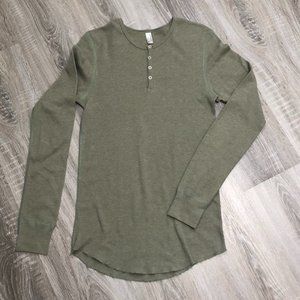 American Apparel Thermal Henley M Olive
